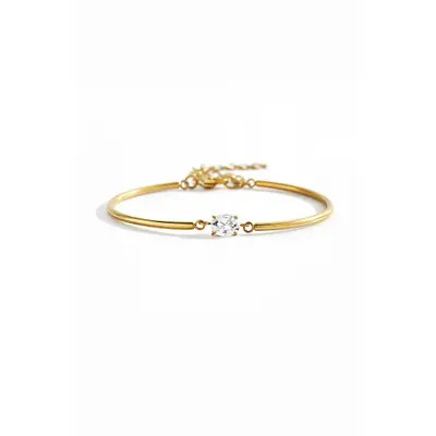 Mint & Lily Oval Gemstone Cuff Bracelet in Gold at Nordstrom | Nordstrom