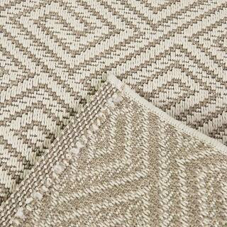 Cream 6 ft. x 9 ft. Concentric Tiles Indoor/Outdoor Area Rug | The Home Depot