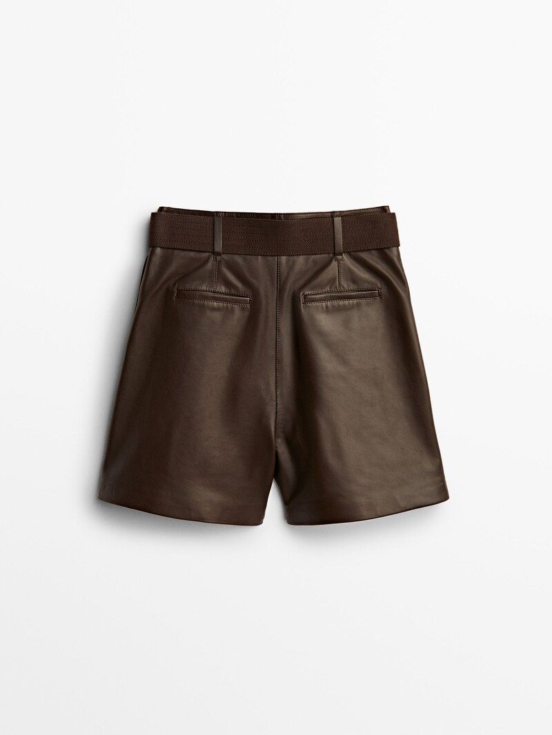 Leather Bermuda shorts with belt - Limited Edition | Massimo Dutti (US)