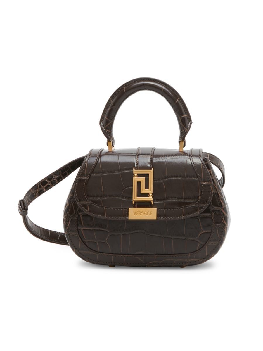 Mini Crocodile-Embossed Leather Top-Handle Bag | Saks Fifth Avenue