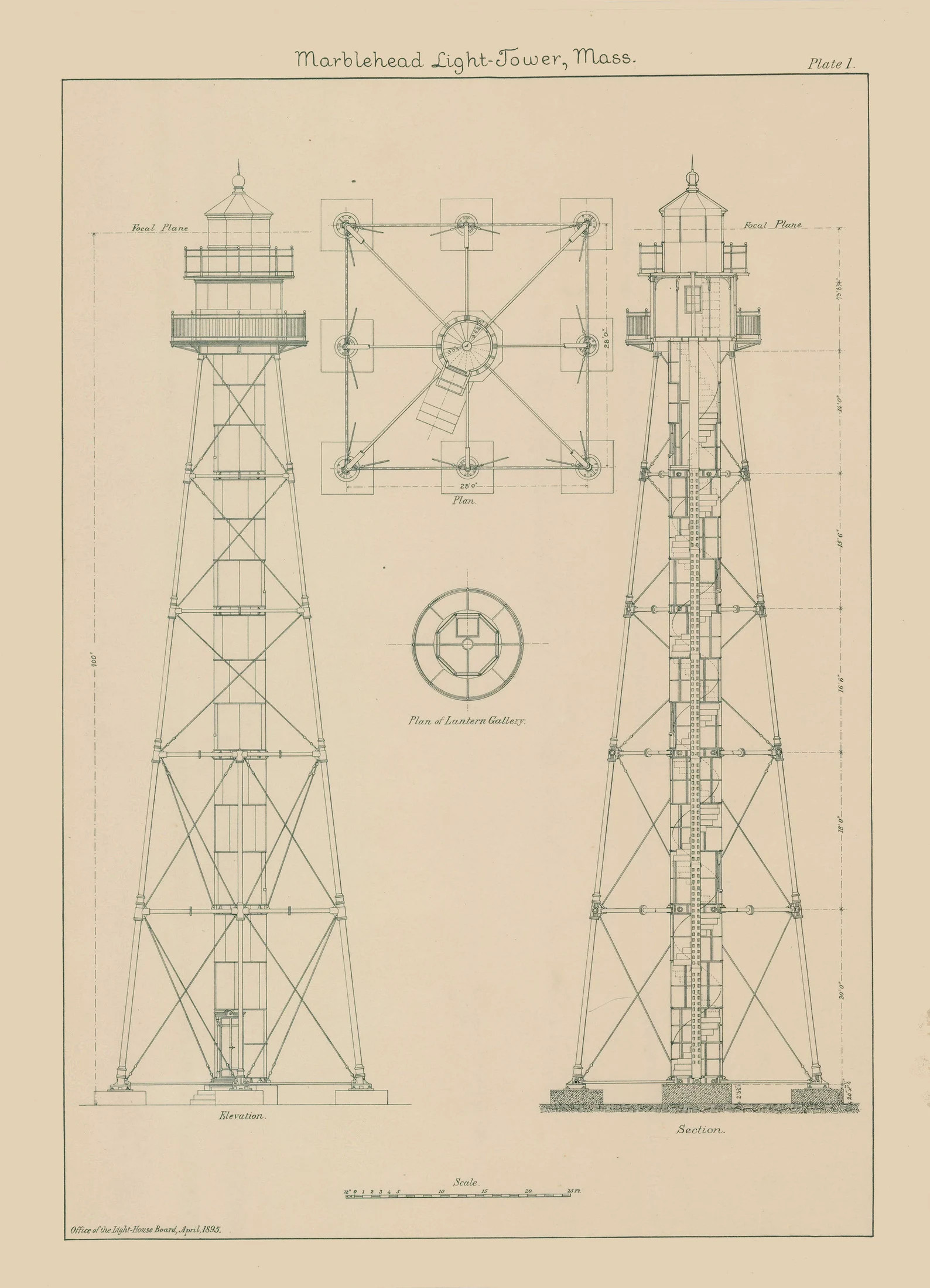 Marblehead Light Tower (MA) Blueprint - 1895 - Etsy | Etsy (US)
