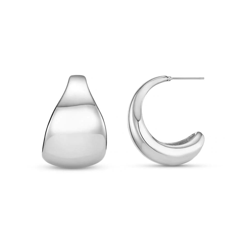 Statement Taper Metal Hoop Earrings - Silver - Orelia - Orelia | Orelia