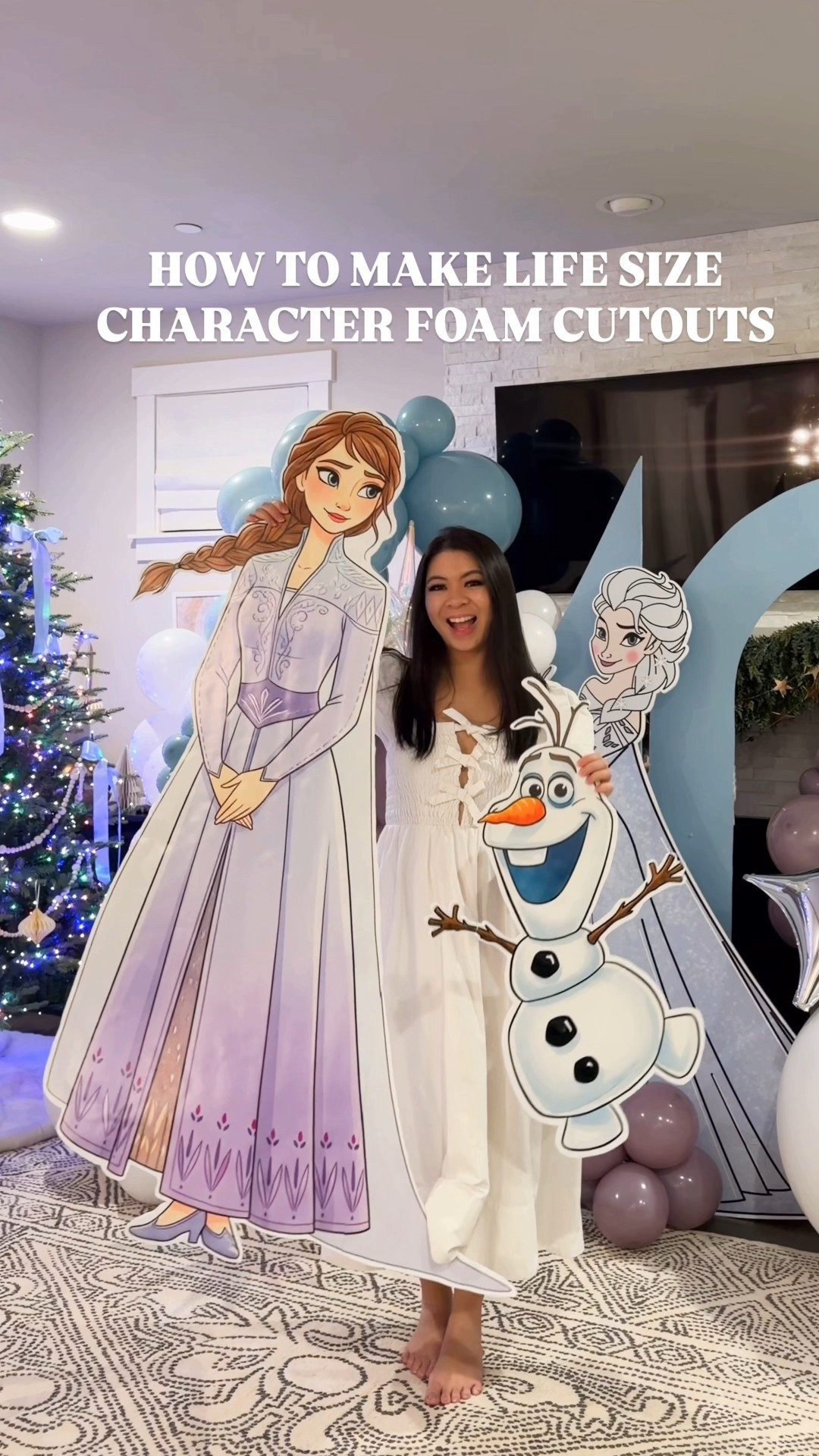 DIY LIFE-SIZE CHARACTER FOAM CUTOUTS ❄️✨ We made these for little sis’s Frozen birthday and they were the perfect way to bring the whole theme together! You can use this exact method for any character or party theme.

For those asking, here’s also the cost breakdown 
* 2 banner prints: $19.88 (w/ 70% discount code)
* 5 foam boards ($1.25 each): $6.25
* Spray adhesive: $12.99
* Hot knife: $19.39
Total: $58.51

#LTKHome #LTKSeasonal #LTKHoliday