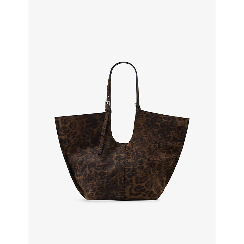 Allsaints Womens Leopard Brown Ara Leppo Suede Tote Bag 1 Size | Selfridges