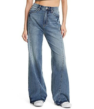 FRAYED Jeans Mid Rise Wide Leg Seamed Jeans - 26 | Dillard's