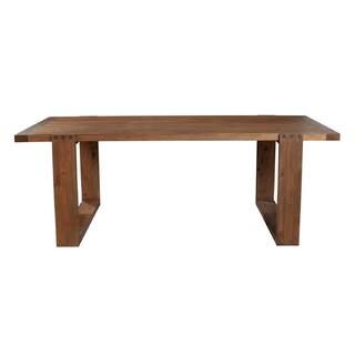 84 in. Natural Brown Solid Wood Top Sled Design Base Dining Table Seats 6 | The Home Depot