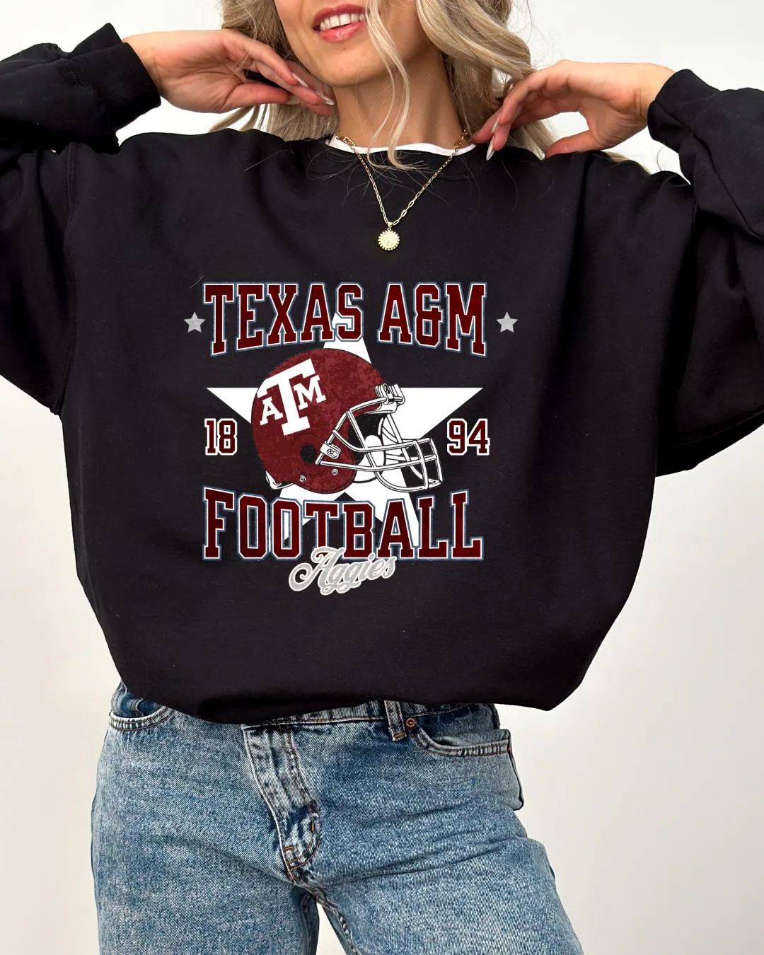 Texas A&M Football Sweatshirt Vintage Style Aggies Football Sweater Cozy Game Day Apparel - Etsy | Etsy (US)