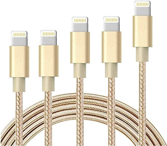 iPhone Charger Cable SHARLLEN Lightning Charger, Fast Nylon Braided USB iPhone Charging Cords 5Pa... | Amazon (US)