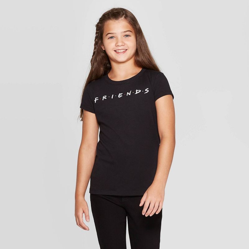 Girls' Friends Logo Short Sleeve Graphic T-Shirt - Black | Target