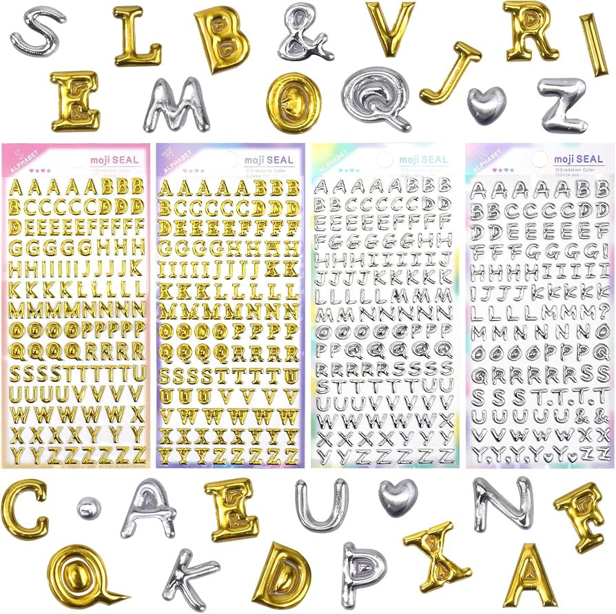 Gold and Silver Puffy Letter Stickers Small Foam Adhesive Alphabet Stickers for Crafts Scrapbooki... | Amazon (US)