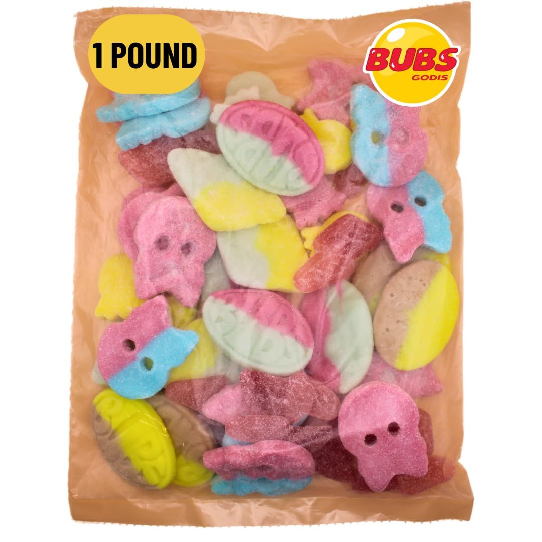 Bubs Swedish Godis Candy, 1 Pound Mix, Sweet and Sour Candy Mix, Foam Candy, Vegan Foam Candy, Bu... | Amazon (US)