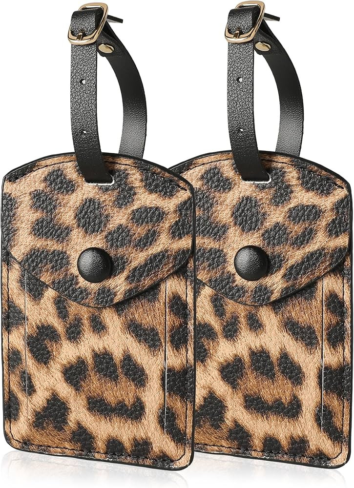 Kevancho Leather Luggage Tags for Men Women, Suitcase Labels Baggage Bag Tag ID Tags with Full Ba... | Amazon (US)