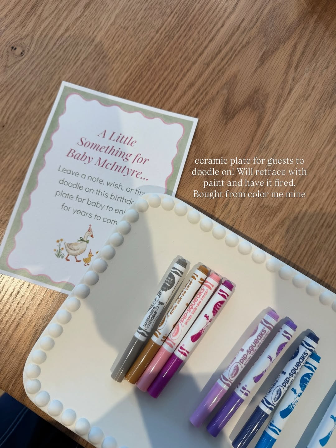 [6/23/26] This might be one of my favorite keepsakes from the shower!🤍 A little plate for guests to doodle on now and for baby to enjoy for years to come. 

 #LTKmomlife #LTKHome #LTKBaby