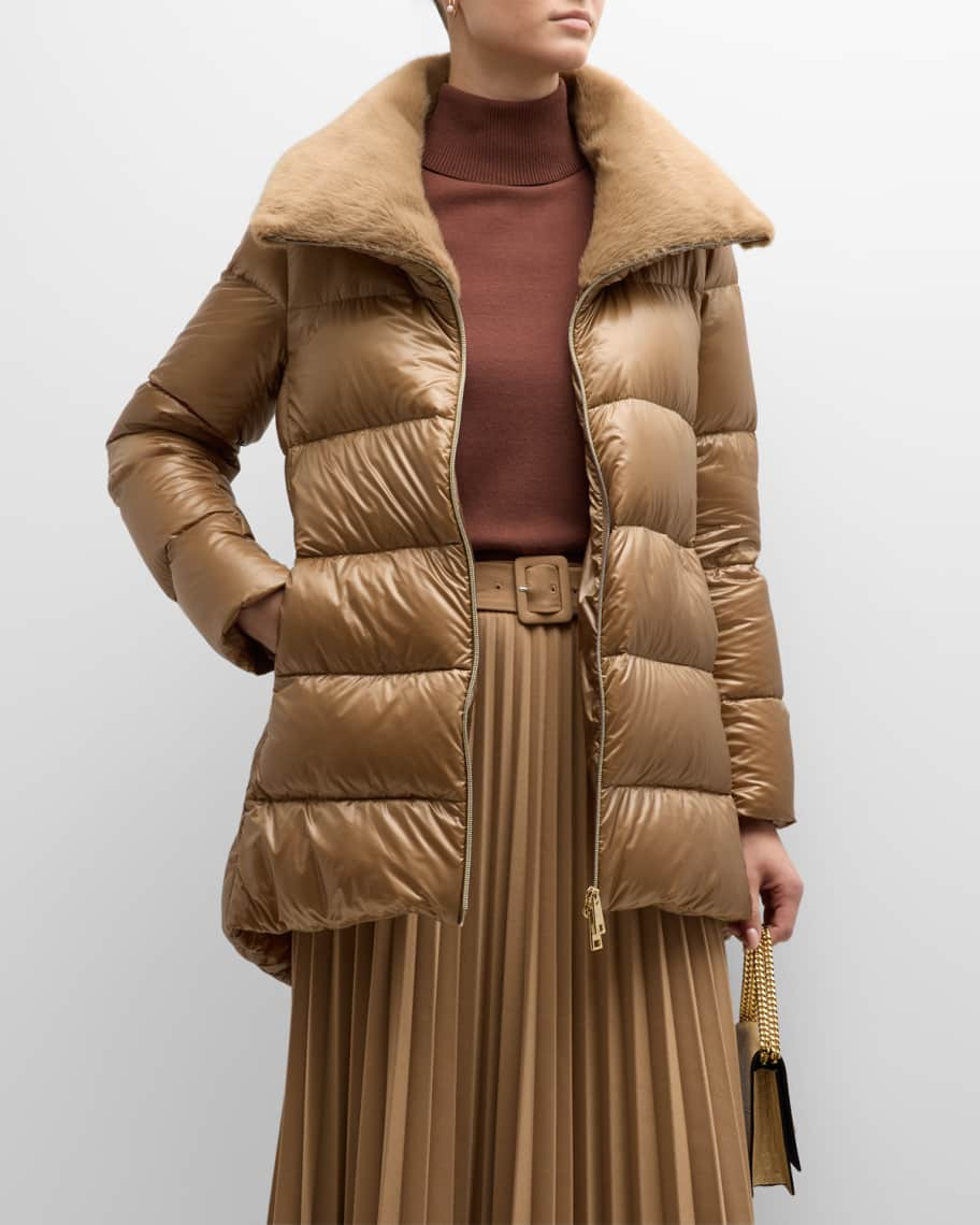 Ultralight Puffer Coat w/ Faux Fur | Neiman Marcus