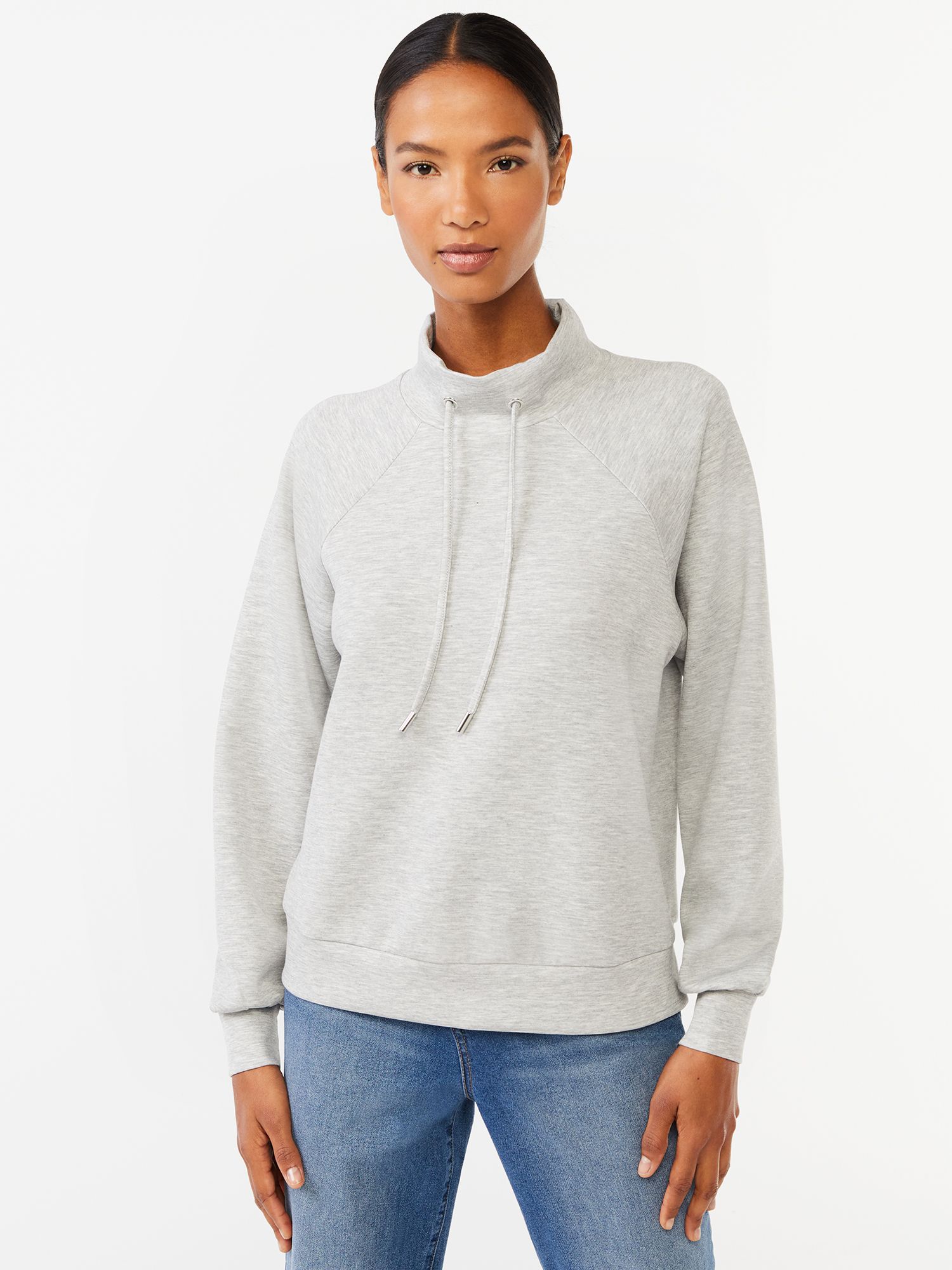 Scoop Women's Scuba Knit Funnel Neck Sweatshirt | Walmart (US)