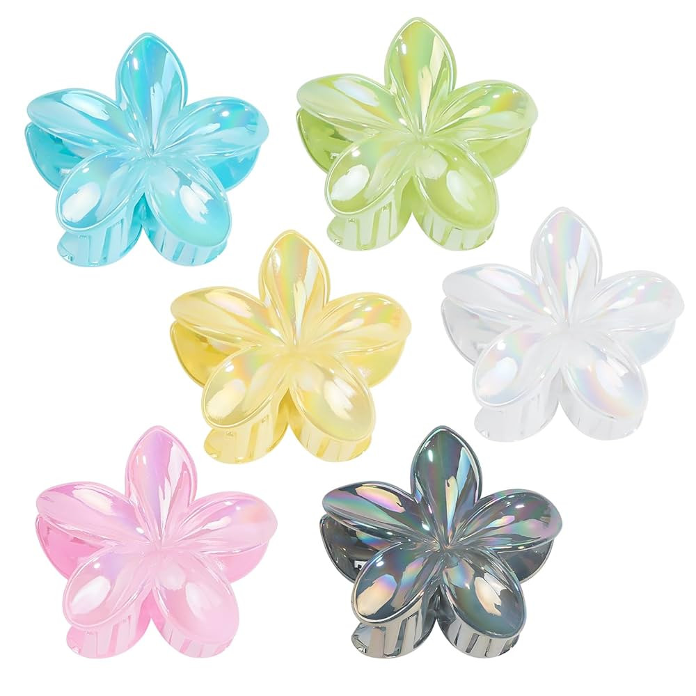 Brilliant Jelly Flower Hair Claw Clip for Women Girls 6 PCS Large Plumeria Flower Hair Clips for ... | Amazon (US)
