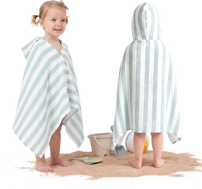 Mindsoft Muslin Hooded Beach Towel for Kids 1-3 Years 30" x 50" Toddler Beach Towel Poncho Soft F... | Amazon (US)