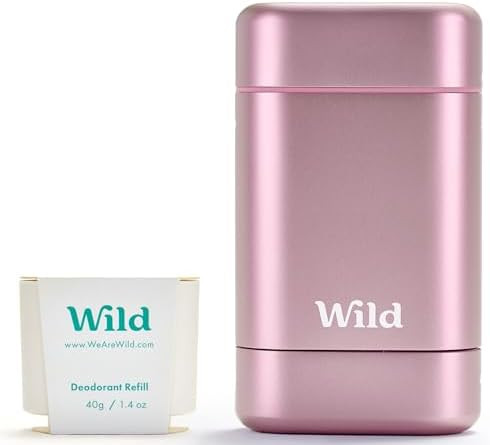Wild - Refillable Deodorant Starter Kit with Pink Case and Fresh Cotton & Sea Salt Scented Refill... | Amazon (US)