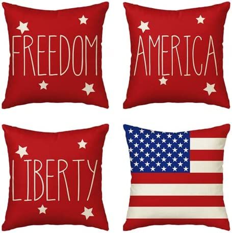 Amazon.com: AVOIN 4th of July Patriotic Saying Throw Pillow Covers 18x18 Set of 4, Freedom Americ... | Amazon (US)