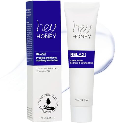 Hey Honey Skincare Relax - Instant Rosacea Relief Cream for Sensitive Skin | Calming Face Moisturizer for Facial Redness & Irritation | Dermatologist Tested, Oil-Free with Honey & Propolis | 2.2 Oz | Amazon (US)