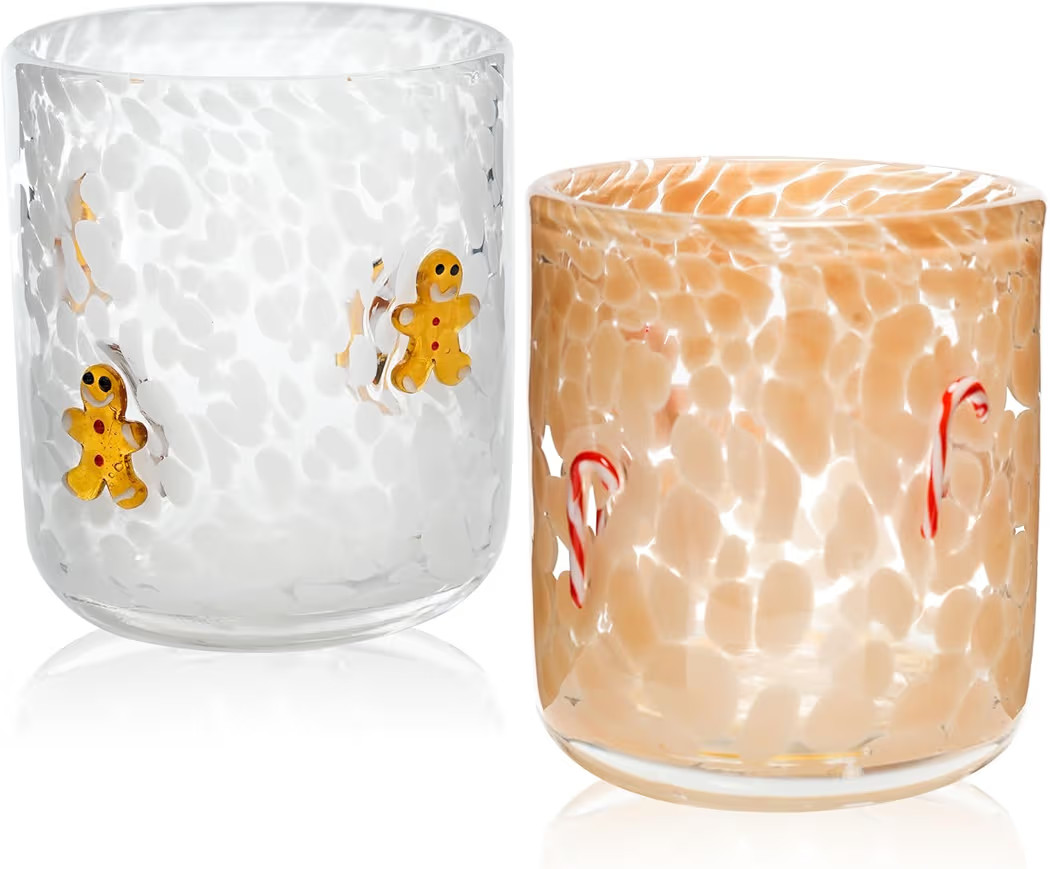 2 Pcs Christmas Icon Glasses 16 oz Candy Cane Gingerbread Icon Glass Juice Cups Double Old Fashio... | Amazon (US)
