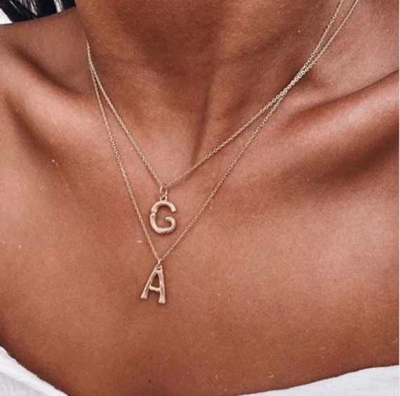 Large Initial Letter Minimalist Necklace, Bold Capital Letter Alphabet Personalized Necklace, Gol... | Etsy (US)