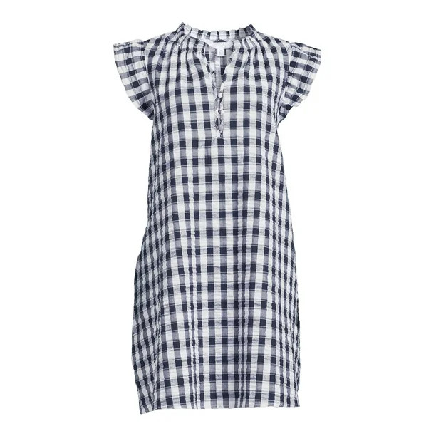 Time and Tru Women's Ruffle Collar Dress with Flutter Sleeves, Sizes XS-XXXL | Walmart (US)