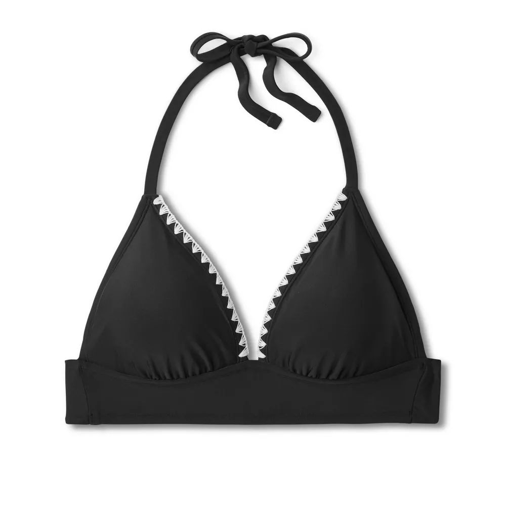 Women's Crochet Trim Halter Bikini Top - Kona Sol™ Black | Target