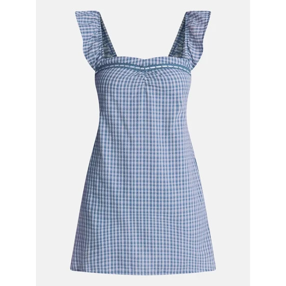 No Boundaries Plaid Picnic Mini Dress, Women’s XXS-XXL | Walmart (US)