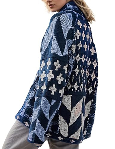 Women Boho Cardigan Sweaters Button Down Shawl Collar Oversized Sweater Coats Y2k Print Cardigans... | Amazon (US)