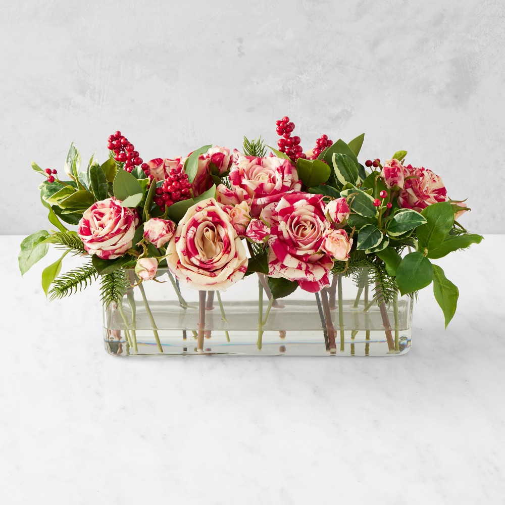 Faux Candy Cane Arrangement in Table Runner Vase | Williams-Sonoma