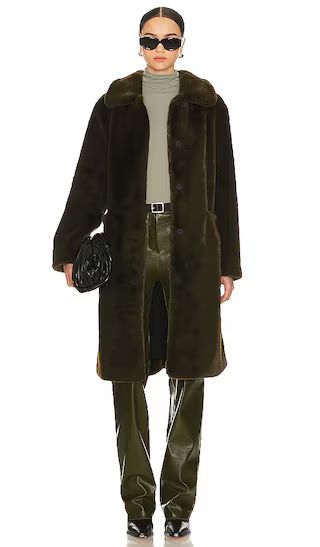 Sora Faux Fur Coat in Khaki Green | Revolve Clothing (Global)