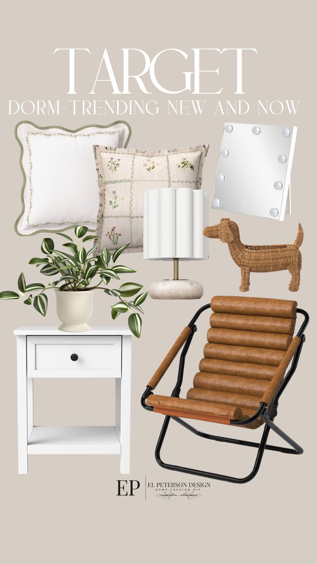Target
Dorm-trending new and now 
Pillows
Mirror
Chair
Accent cabinet
Potted plant
Table lamp

#LTKHome