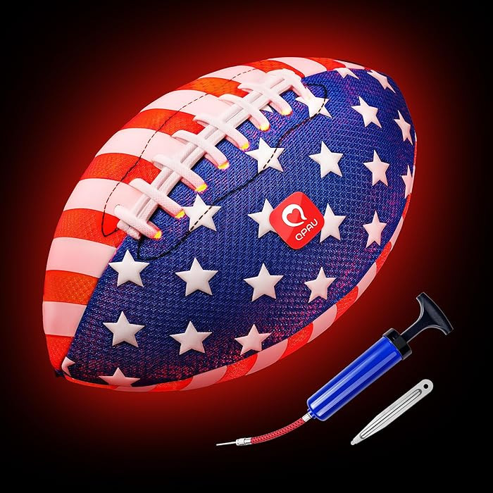 QPAU 9" Glow in The Dark Football (Size 3, 1 Pack), Light Up Youth Football with Pump & Batteries... | Amazon (US)
