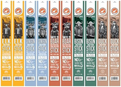 PEARSON RANCH Game Meat Sticks Variety Pack of 10 - Elk, Bison, Venison, Wild Boar, Duck - Exotic... | Amazon (US)