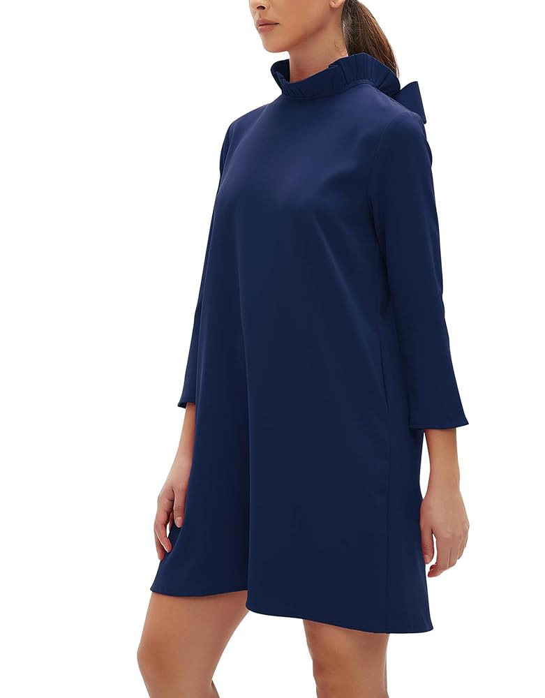Kedera Women's Fall Bow Tie Dress Casual Mini Dress Ruffle Mock Neck Long Sleeve Dress Swing Eleg... | Amazon (US)