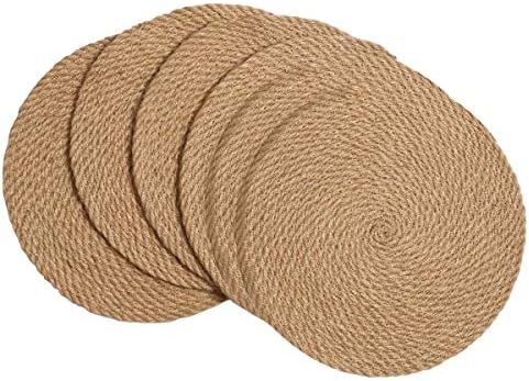 Cliettilw Round Braided Placemats Set of 6 Natural Jute Handmade 11.8 Inch Heat Resistant Thick Hot  | Amazon (CA)