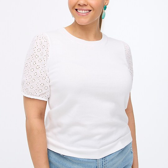 Eyelet-sleeve sweater | J.Crew Factory