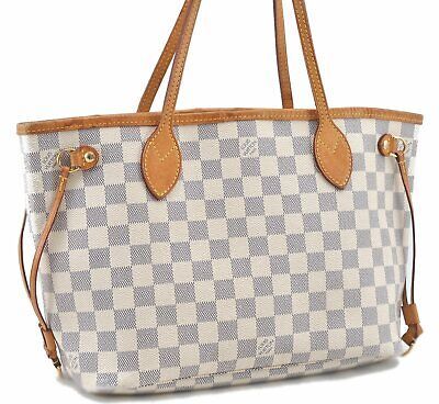 Authentic Louis Vuitton Damier Azur Neverfull PM Tote Bag N51110 LV C1169 | eBay US