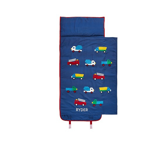 Mackenzie Blue Chenille Trucks Nap Mat | Pottery Barn Kids