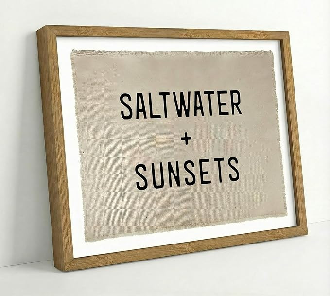 Framed Saltwater Sunsets Wall Art Coastal Wall Decor Picture Minimalist Beach House Poster Print ... | Amazon (US)