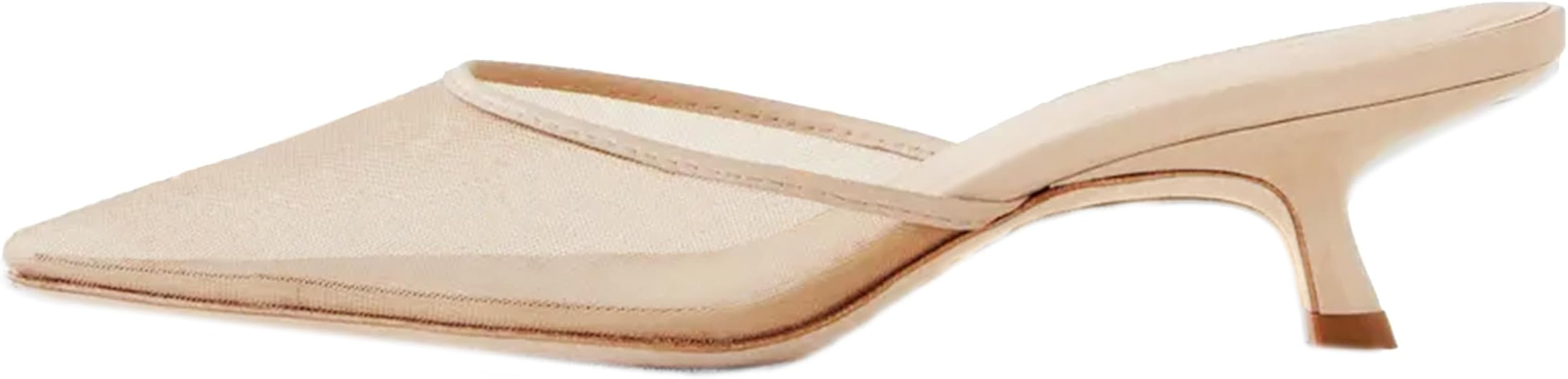 Women Kitten Heels Mules Closed Pointed Toe Slip on Backless Stiletto Slingback Heels Wedding Dre... | Amazon (US)