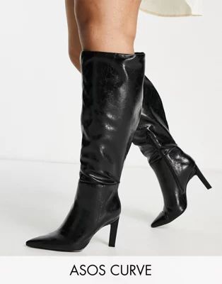 ASOS DESIGN Curve Cancun knee high boots in black | ASOS (Global)