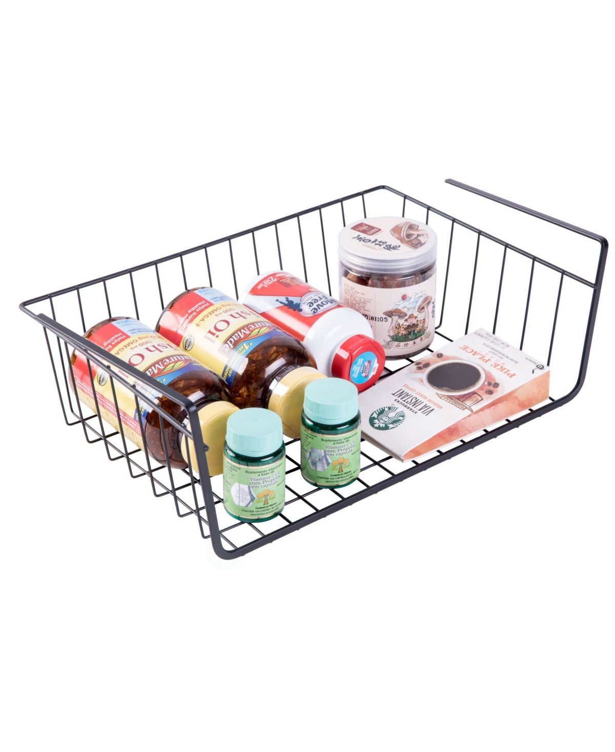 Vintiquewise Hanging Under Shelf Metal Storage Basket, Set of 2 - Black | Macy's