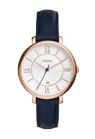 Jacqueline Navy Leather Watch | Fossil (US)