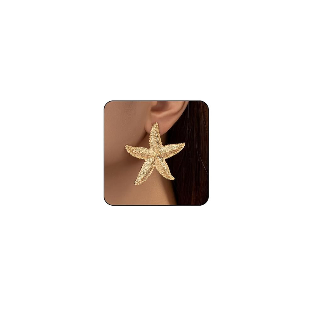 Starfish Gold Seashell Earrings for Women - Beach Puka Cowrie Shell Ocean Jewelry - Beachy Summer... | Amazon (US)