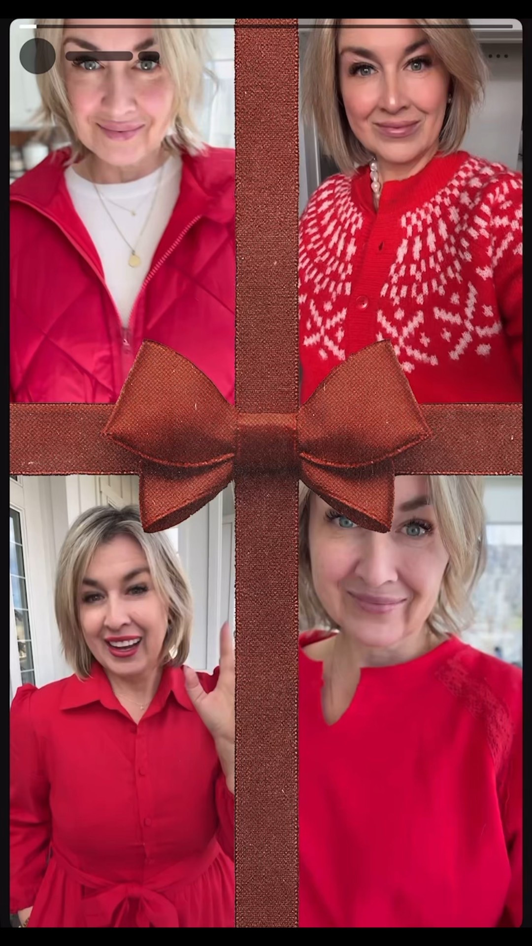 Wrapped in red like a holiday gift… because sometimes you are the present. 🎁
Midlife style tip: when in doubt, wear red. It’s festive, confidence-boosting, and instantly pulls an outfit together—no extra effort required.
From cozy casual to dressed-up chic, red just hits different after 50
midlife fashion over 40. red outfit ideas. women over 50 style. holiday outfit inspiration. casual chic outfits. confidence after 40. everyday style for women. festive winter outfits. midsize fashion inspiration