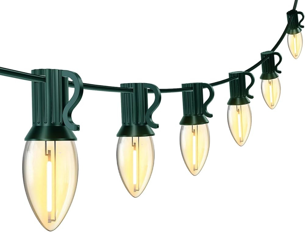 10FT C7 Christmas Lights, Warm White LED Indoor Outdoor String Lights for Halloween, Xmas Tree, W... | Amazon (US)