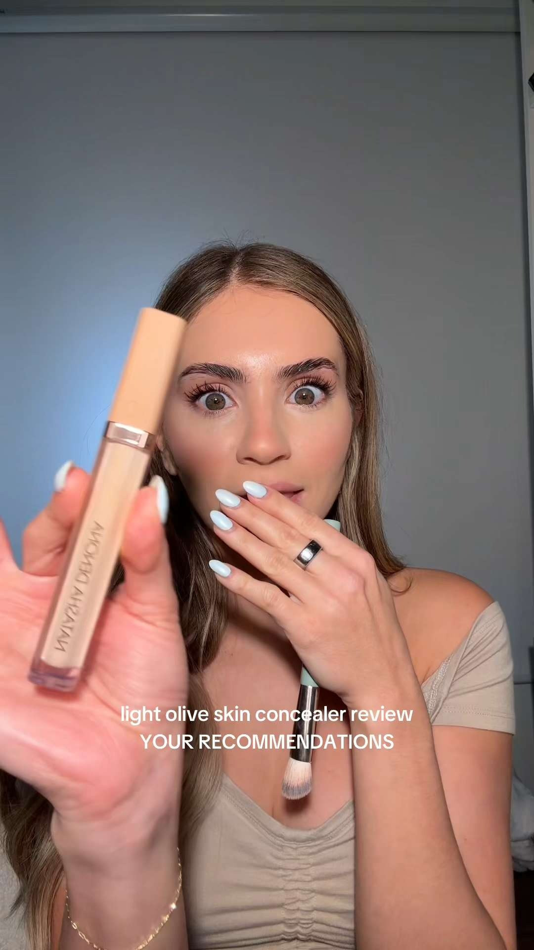 mad it took me so long to try this because I truly love this @Natasha Denona hy glam concealer in shade YP3, swatching it on. What do you think?! 🤔

Blended out using the #leonebeauty by @RIKKI FEERRAR no 14 concealer brush 👀 

#firstimpressions #oliveskin #lightoliveskin #lightoliveconcealer #concealerreview #natashadenonaconcealer #hyglamconcealer #oliveundertone #makeupundertones #undertone #colortheory #fullcoverageconcealer #makeupswatches 

 #LTKgrwm #LTKStyleTip #LTKBeauty