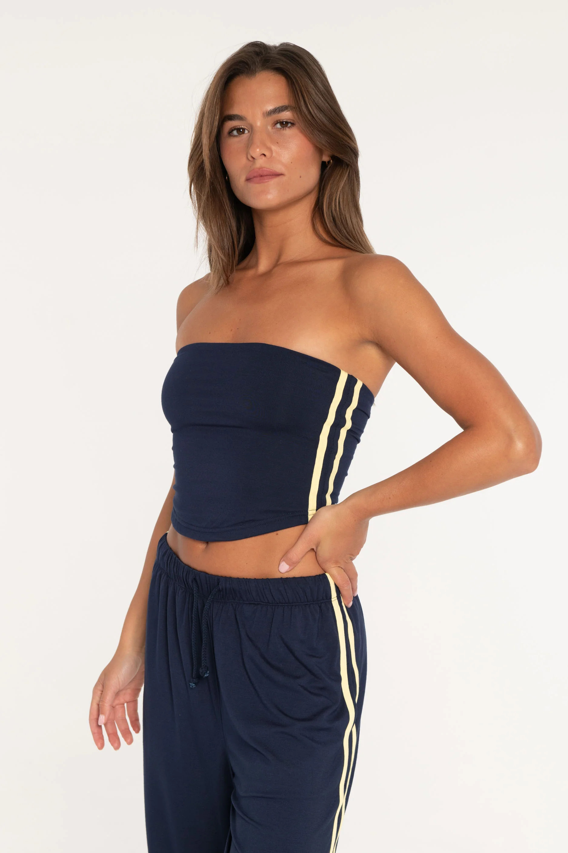 Stripe Tube Top - Navy/Lemon | FORM